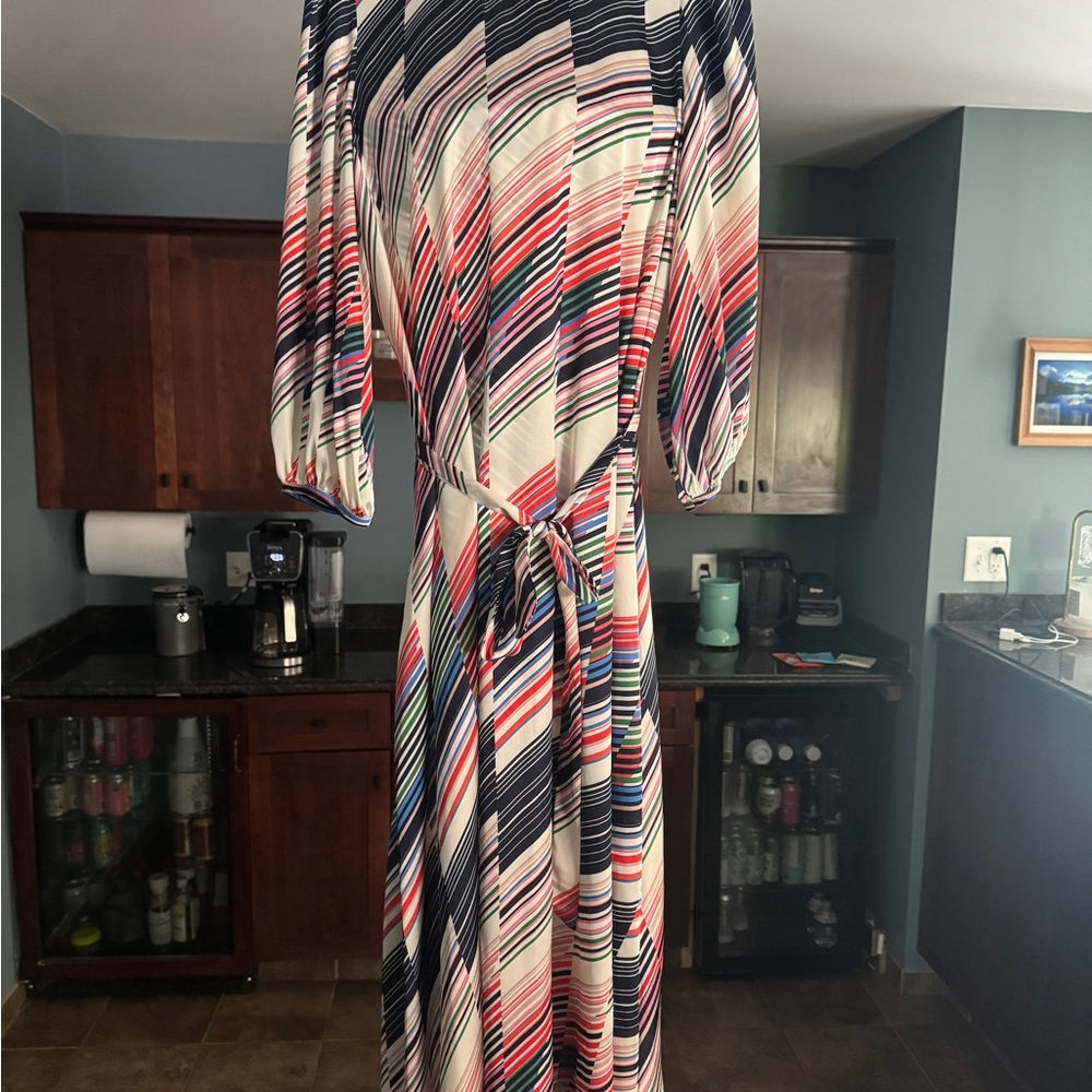 Traffic People Pink and Blue Off the Shoulder Sundress